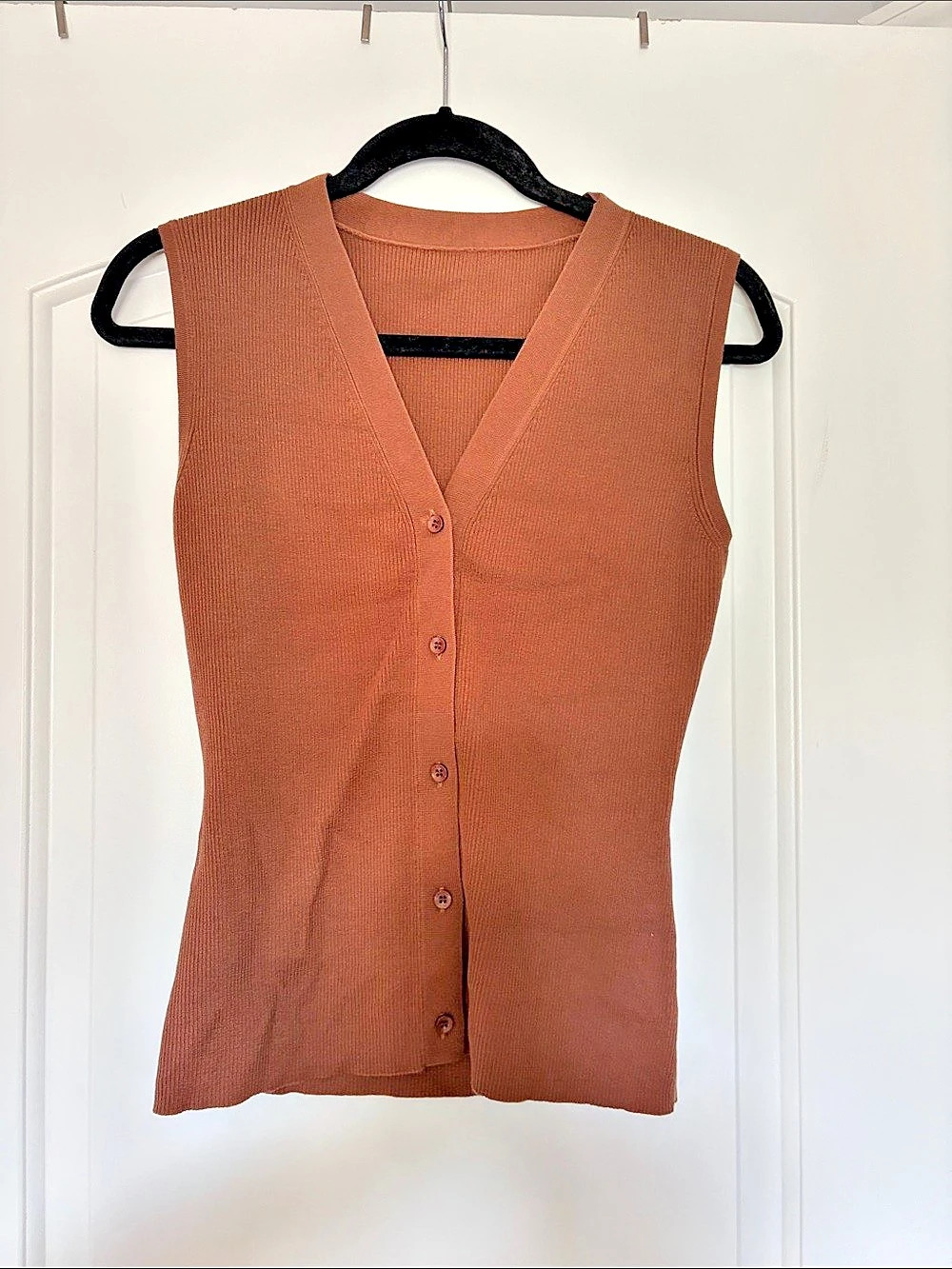 Brown Button Front V-Neck Vest